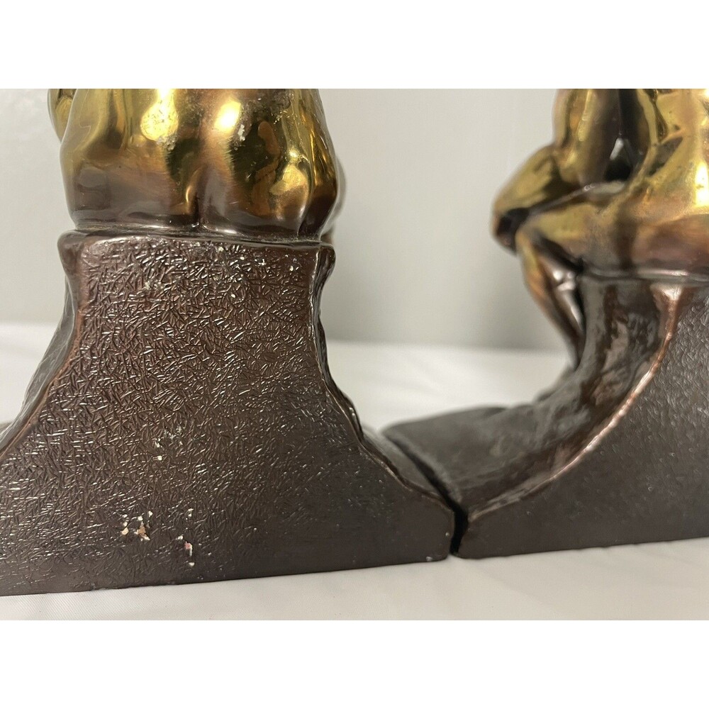 Vintage Art Thinking Man Bookends The Thinker Aguste Rodin Style Philosophy - Picture 7 of 16
